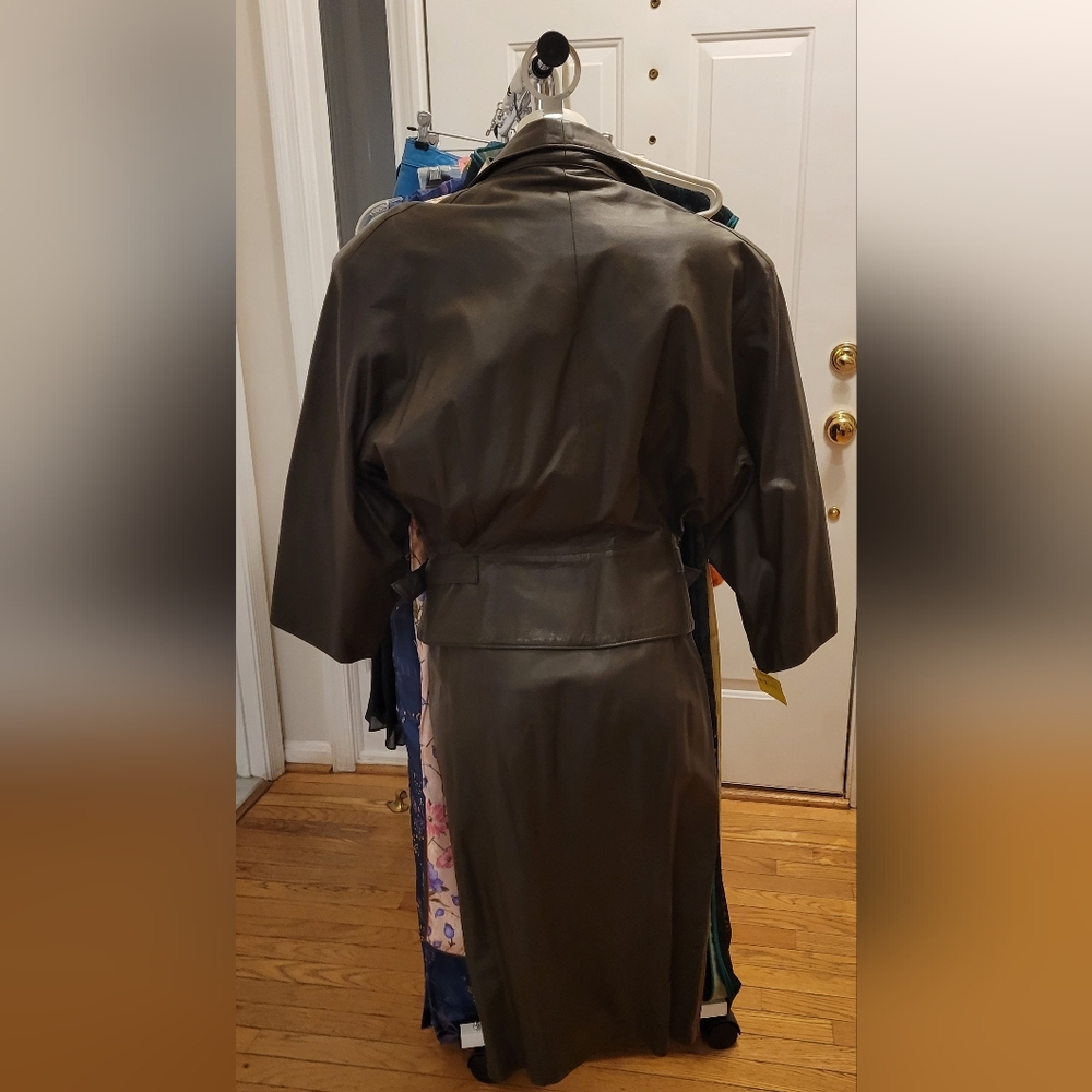 Leather jacket and skirt